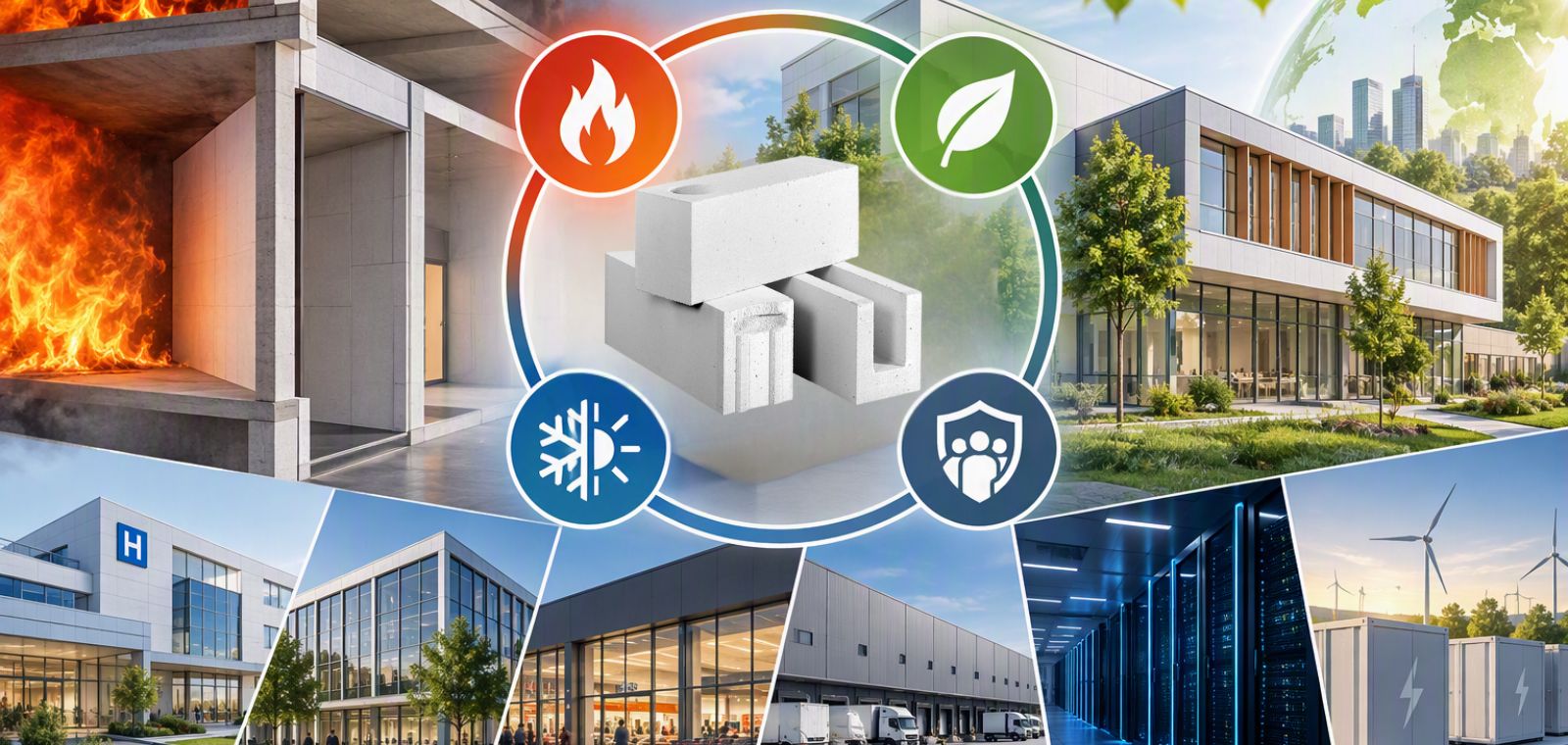 Bâtiments non résidentiels : sécurité incendie, RE2020 et béton cellulaire